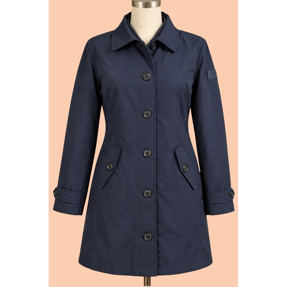 Lauren Ralph Lauren XL NWT Navy Blue Softshell Fleece Lined Trench Coat